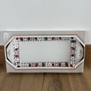 New NIB Queens CUT FOR COFFEE‎ Card Deck Bridge Bone China 11 3/4" Sandwich Tray